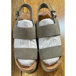 Marc Fisher LTD Mloria Leather Platform Espadrille Sandal Taupe Gray Sz 8